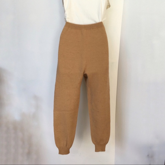 Handmade Knit Sweater Pants jogger Tan Wool S-M - Picture 7 of 7